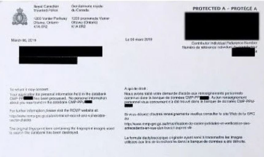 RCMP Criminal Record Checks - Outside Canada